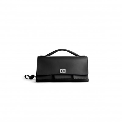 BALENCIAGA WOMEN'S BEL AIR CLUTCH ON STRAP SMALL IN BLACK 8349432ABAV7036 (26.9*13.9*5.3cm)